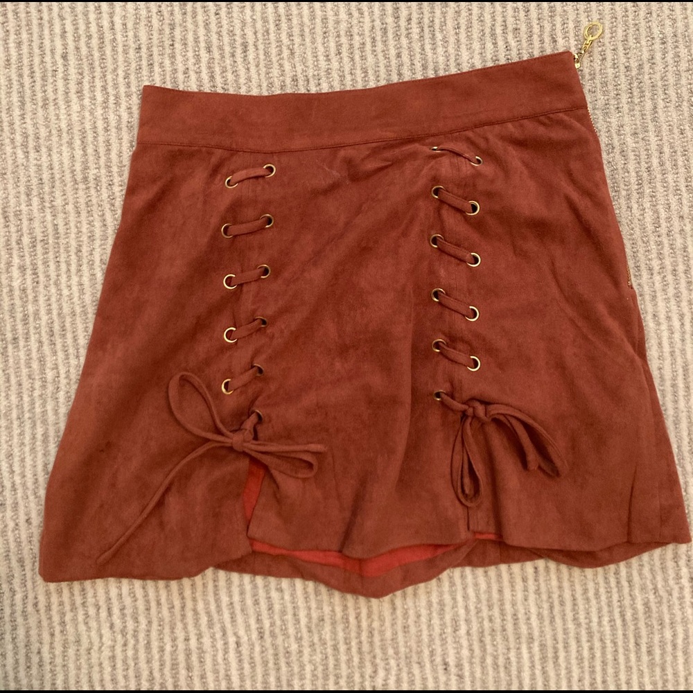 Fall maroon/orange/brownish mini skirt